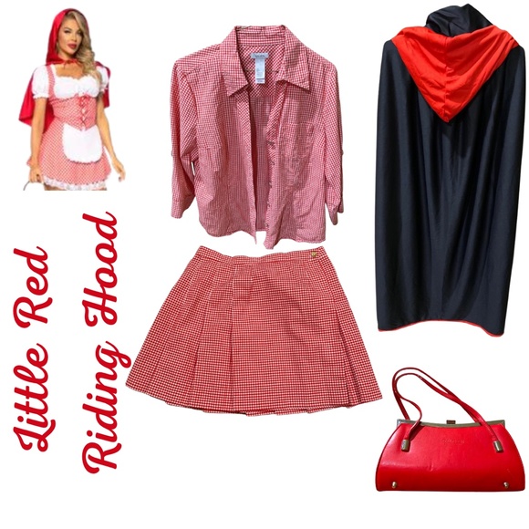 Upcycled Halloween Costume Little Red Riding Hood - Picture 1 of 16